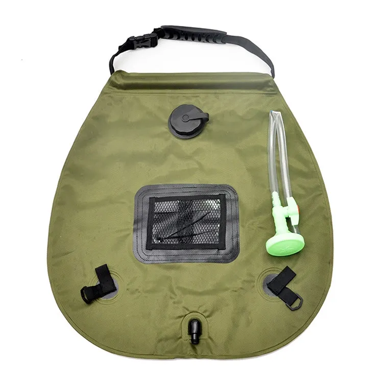 20L Solar Bath Bag Outdoor Self Driving Camping  Hot Water Bottle Portable Outdoor  Bath Water Storage Bag(Army Green)