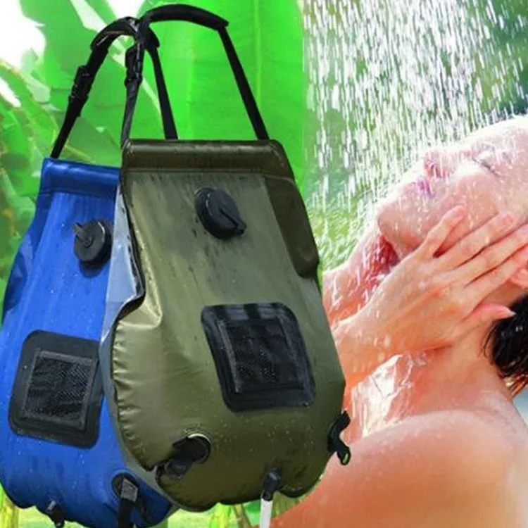 20L Solar Bath Bag Outdoor Self Driving Camping  Hot Water Bottle Portable Outdoor  Bath Water Storage Bag(Army Green)