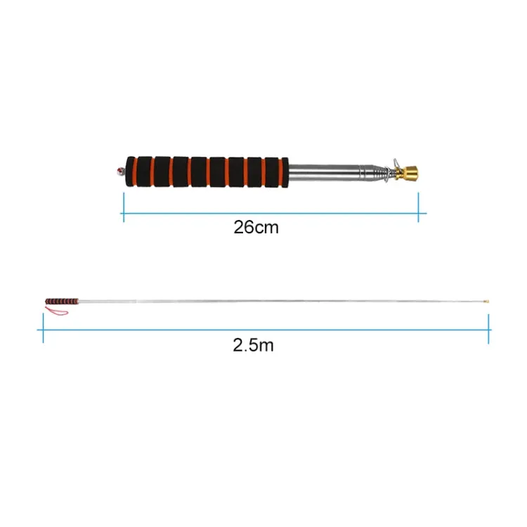 2.5M 11 Knots Multi-function Telescopic Stainless Steel Sponge Golden Head Teaching Stick Guide Flagpole Signal Flag