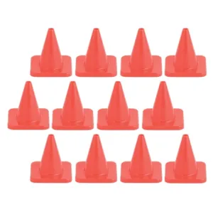 4 Inch High Visibility Flexible Vinyl Cone Orange-12 Ct