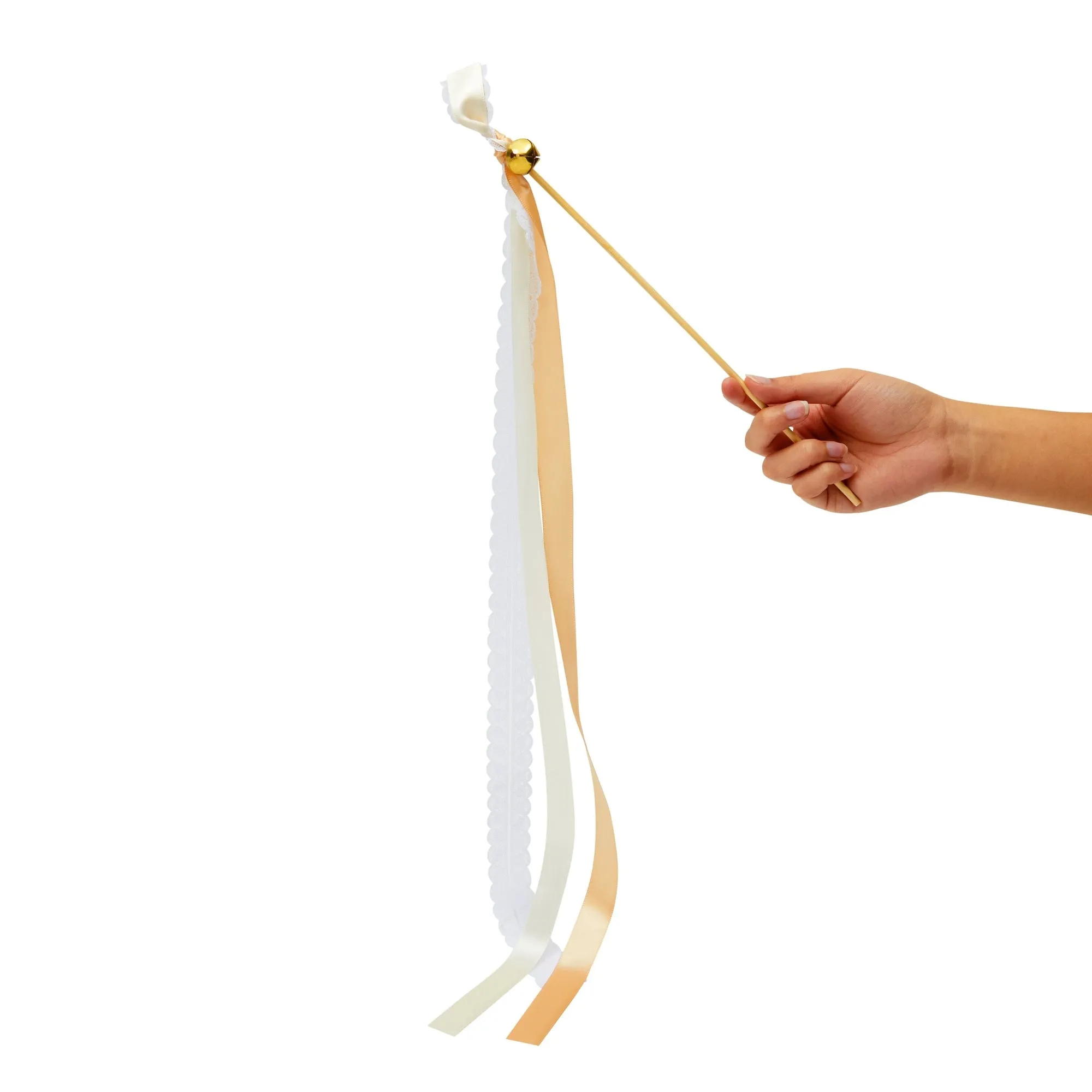 50 Pack Ivory Ribbon Wands with Bells, Streamers for Wedding Send Off, Party Favors (24 In)