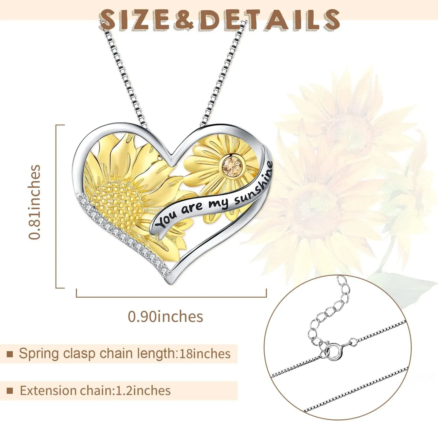 925 Sterling Silver You Are My Sunshine Sunflower Necklace Mother Daughter Flower Pendant Necklaces Jewelry Bracelet Earring Gifts for Mom Sister Girlfriend Wife