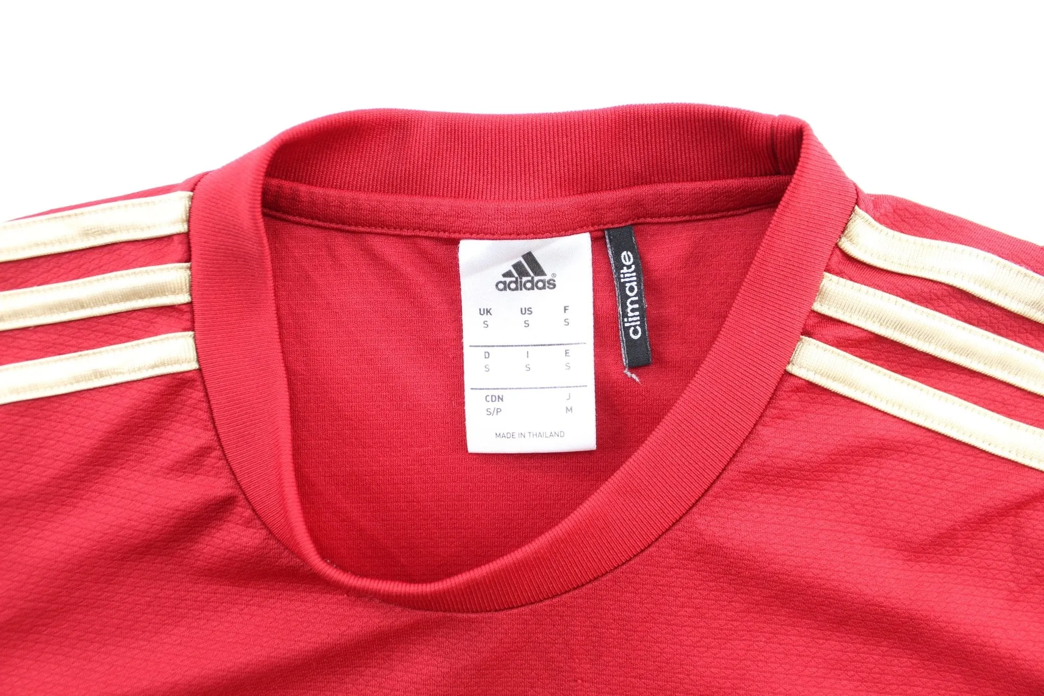 Adidas Embroidered Logo Spain Red & Gold Striped Soccer Jersey