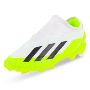 adidas Jr. X Crazyfast.3 LL Firm Ground Soccer Cleats (White/Lucid Lemon)