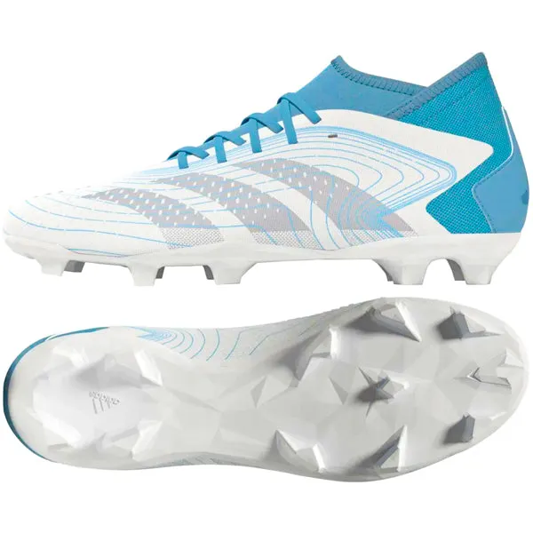 adidas Predator Accuracy.3 Firm Ground Soccer Cleats (White/Grey/Preloved Blue)