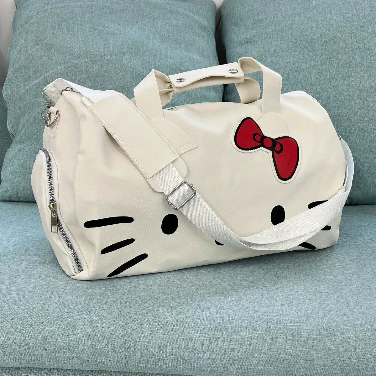 Adorable Hello Kitty Tote Bag - Spacious & Durable with Cute Bow Detail - Perfect for Gym, Travel & Gifts - Versatile PU Leather Shoulder & Crossbody Bag