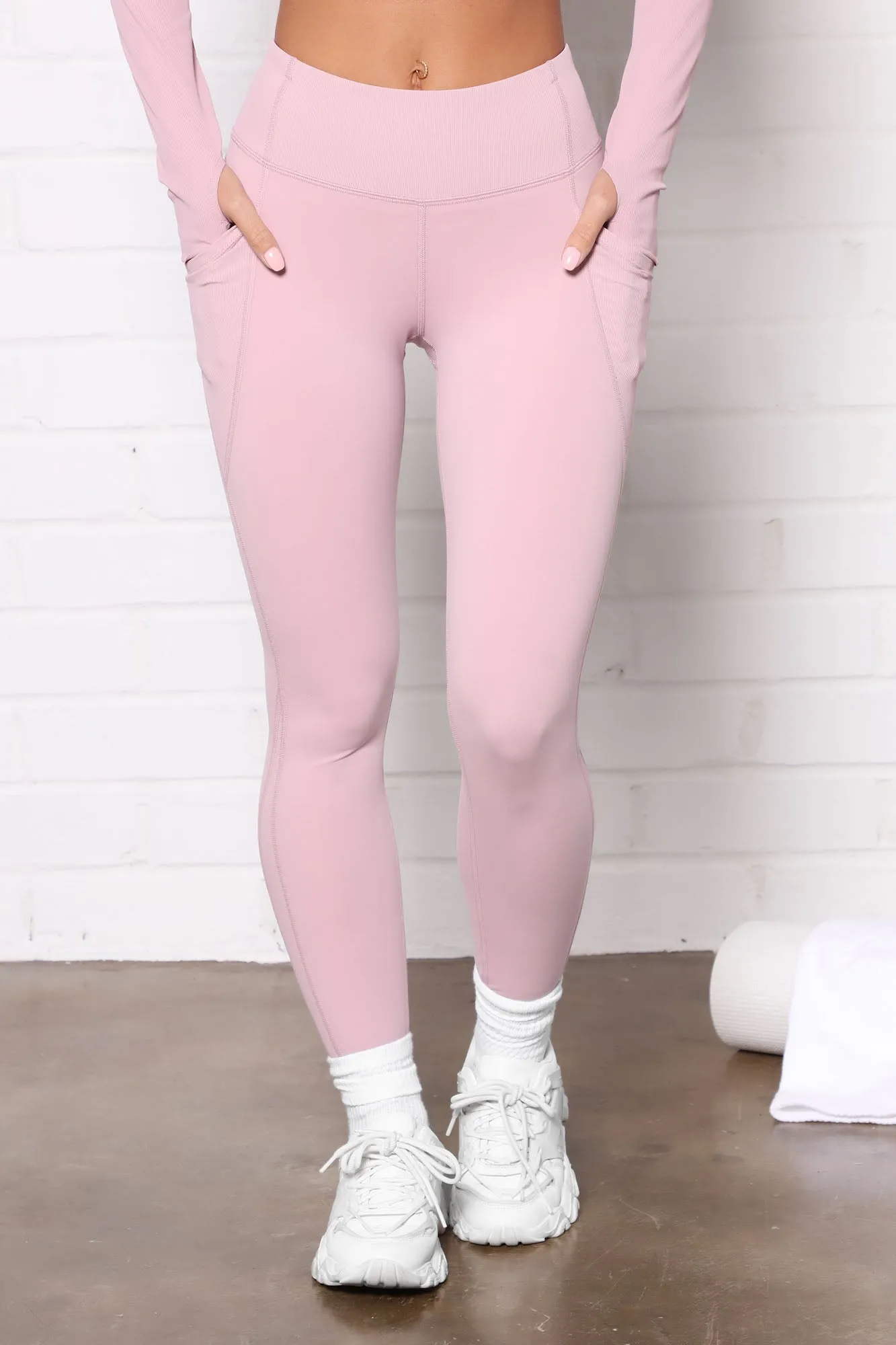 After Cardio Ribbed Active Leggings In Power Flex - Mauve