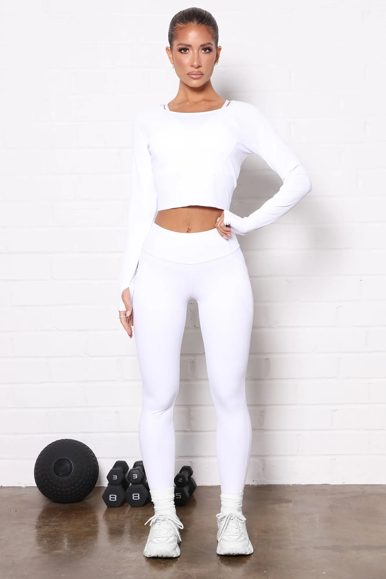 After Cardio Ribbed Athletic Long Sleeve Top - White