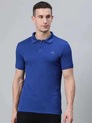 Alcis Men Blue Solid Polo Collar Badminton T-shirt