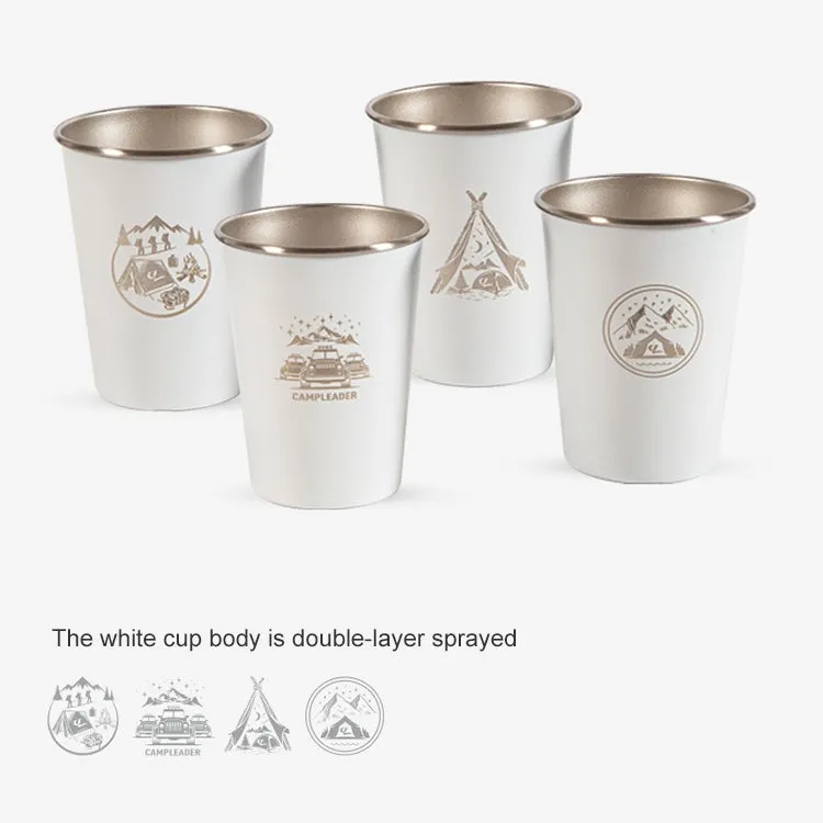 AOTU AT6657-2 4pcs Outdoor Camping Folding Stainless Steel Water Cup Set (Black)