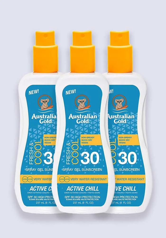 Australian Gold Active Chill Spray Gel SPF 30 237ml - 3 Pack Saver