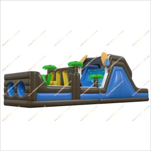 Best Sports Inflatable Assault Course Hire Tropical Adventure Palm Tree Obstacle Course Tunnel Playground Slide