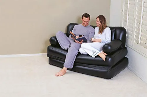 Bestway 75054 Multipurpose Sofa, 188 x 152 x 64 cm, PVC, Black, 74 x 60 x 25 inch