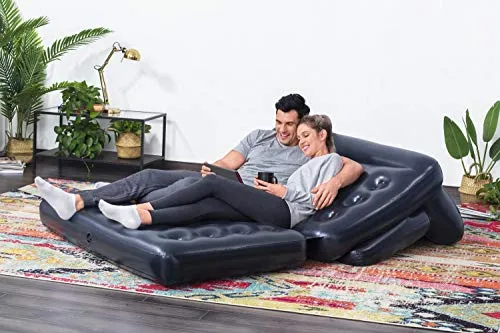 Bestway 75054 Multipurpose Sofa, 188 x 152 x 64 cm, PVC, Black, 74 x 60 x 25 inch