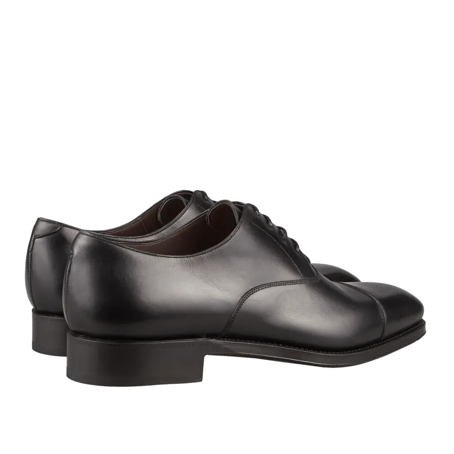 Black Calf Leather Captoe Rain Oxford Shoes