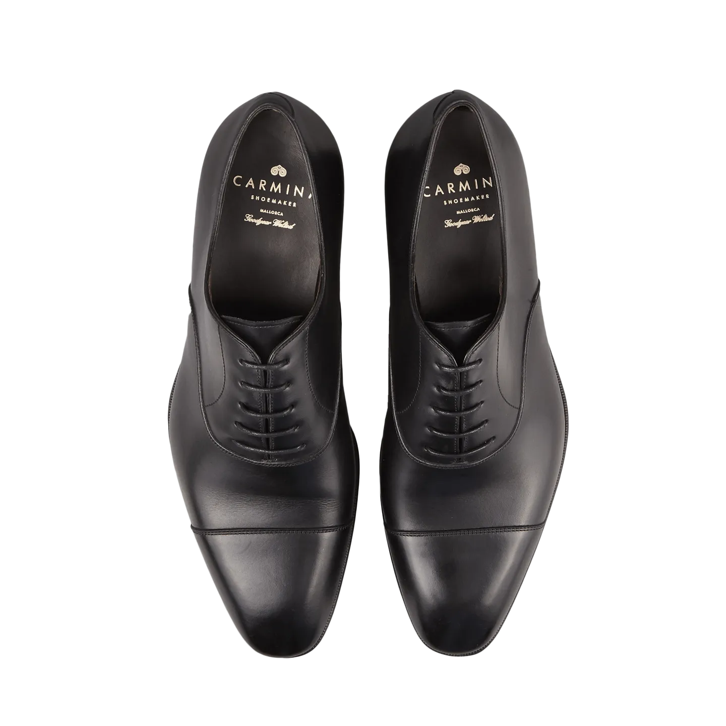 Black Calf Leather Captoe Rain Oxford Shoes