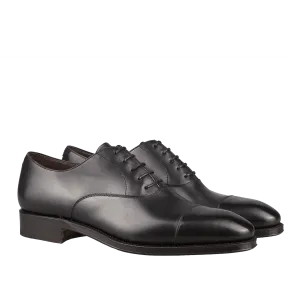 Black Calf Leather Captoe Rain Oxford Shoes