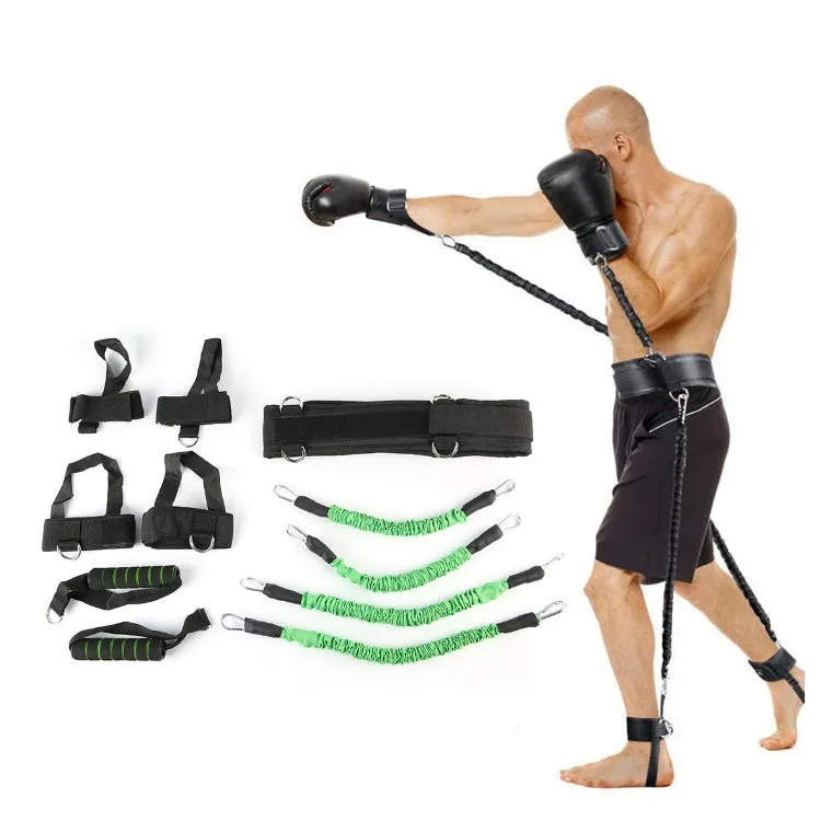 Bounce Trainer Fitness Resistance Band Boxing Suit Latex Tube Tension Rope Leg Waist Trainer, Weight: 80 Pounds(Green)