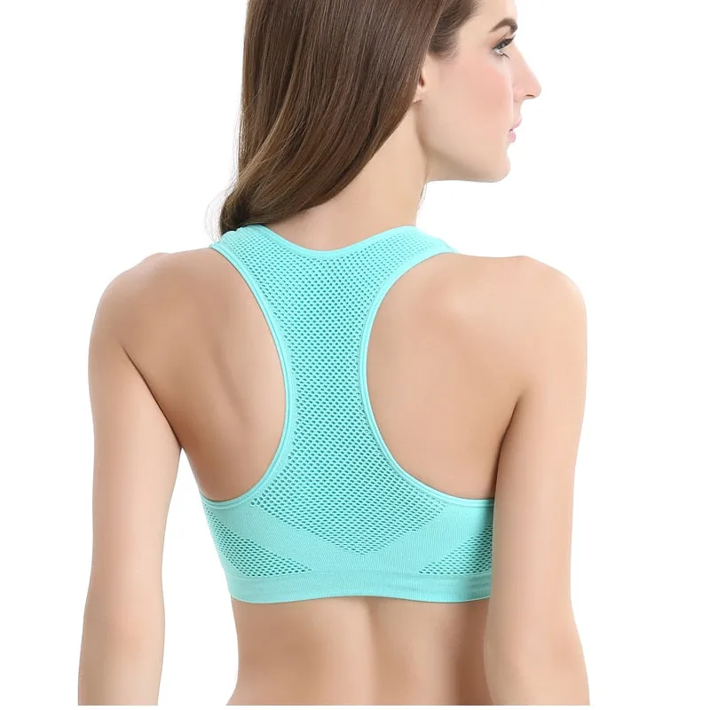 Breathable Sports Bra Absorbent Sweat Shockproof Padded Sports Bra Top Athletic Gym Running Fitness Yoga Sports Top