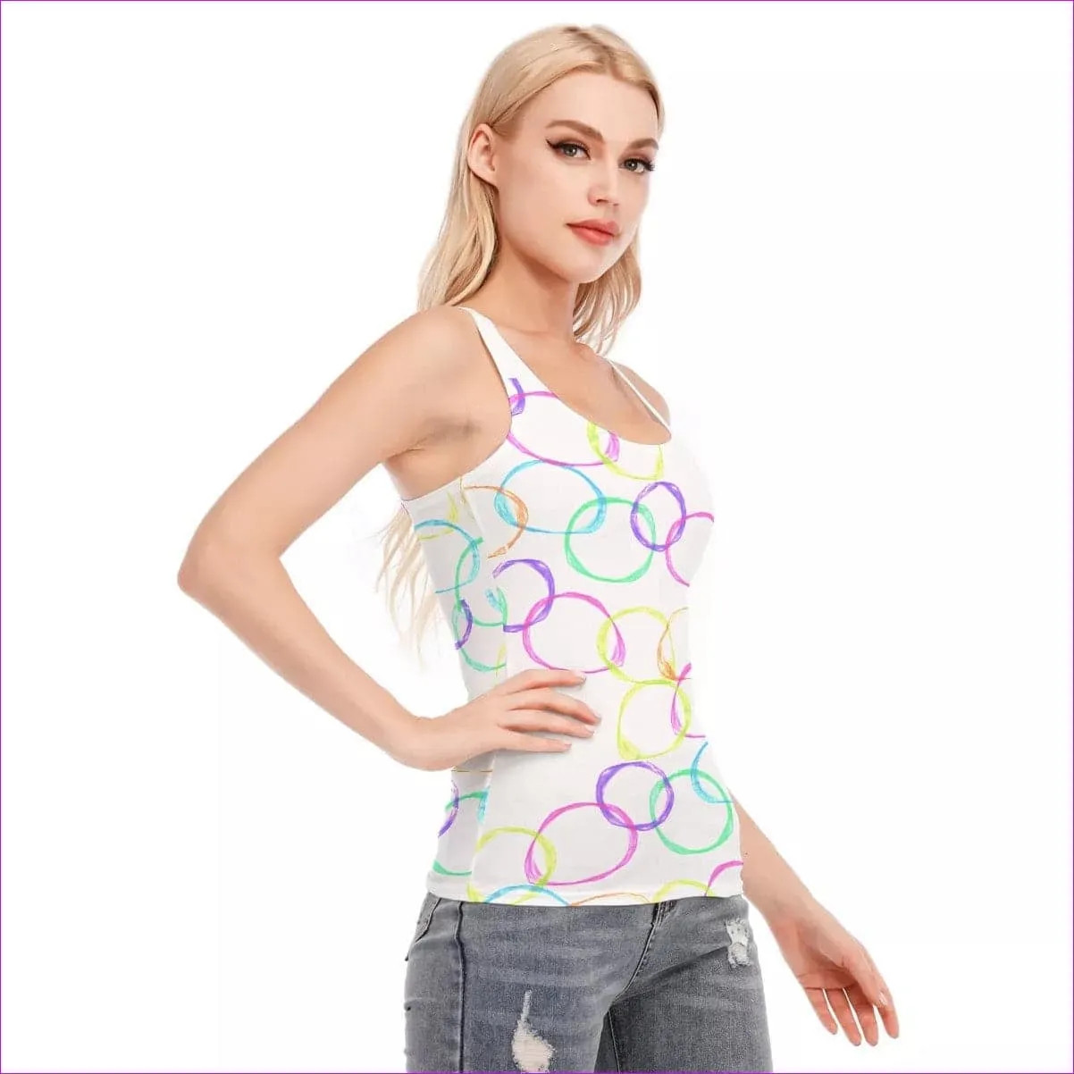 Bubbles Womens Racer Vest | 100% Cotton