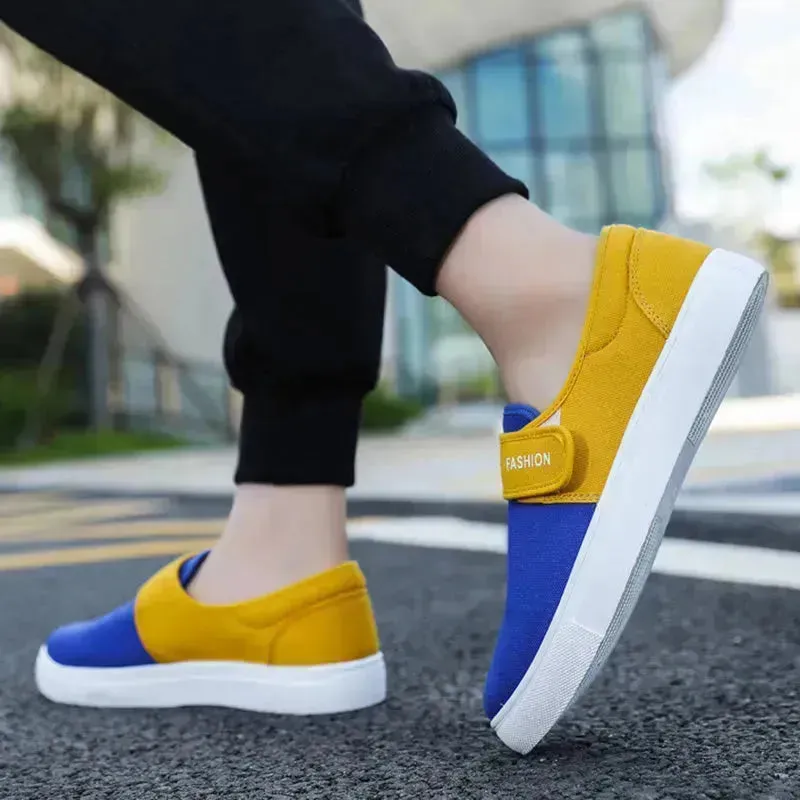 Canvas Flat Shoes Men Velcro Fashion Casual Unisex Sneakers