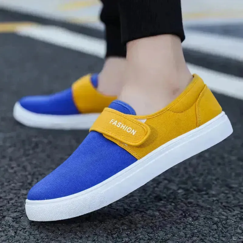 Canvas Flat Shoes Men Velcro Fashion Casual Unisex Sneakers