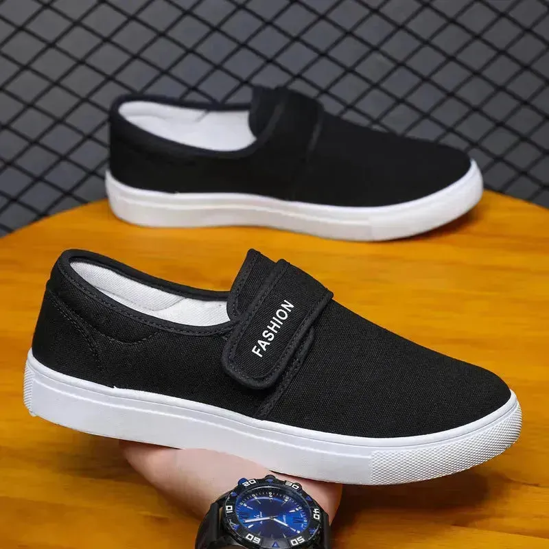 Canvas Flat Shoes Men Velcro Fashion Casual Unisex Sneakers