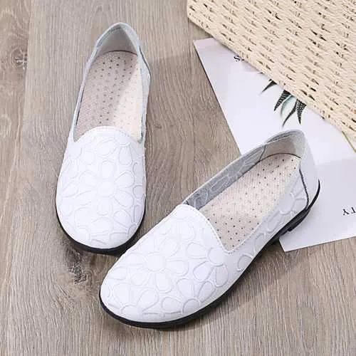 Casual Comfortable Leather Flowers Flats For Women