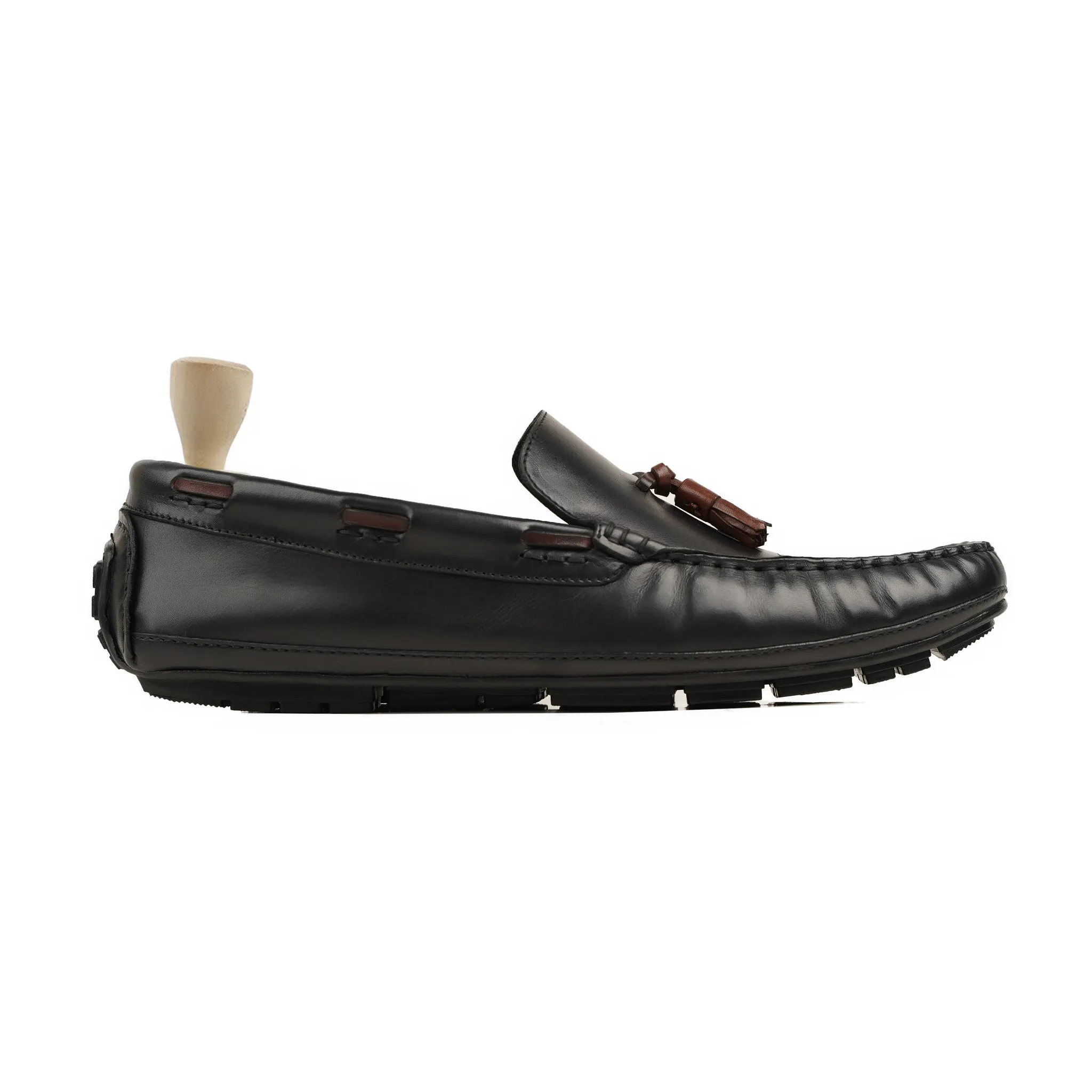 Chiyo - Men's Black Calf Leather Driver Shoe