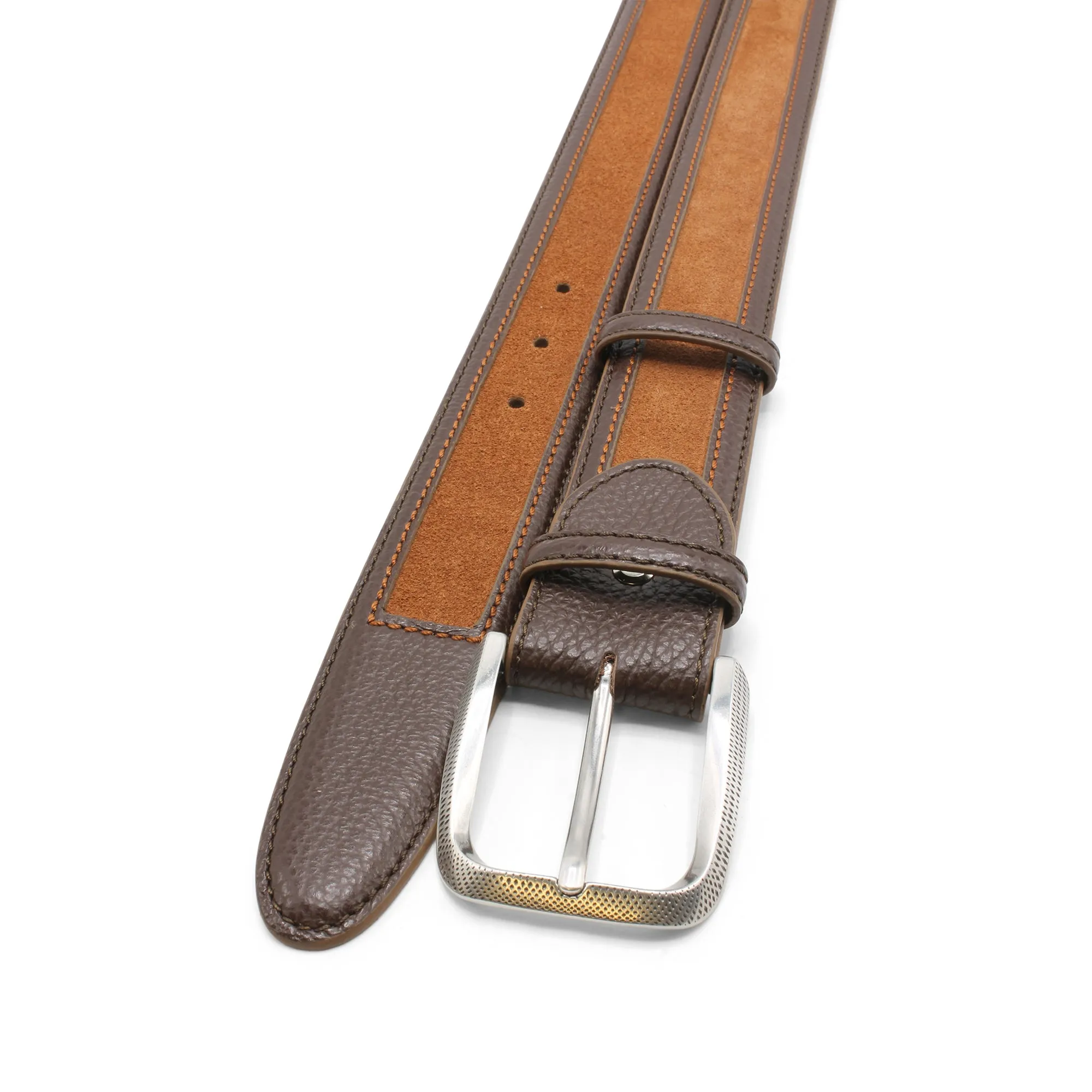 Choc/Tan Mix Coltrane Dimple Prong Belt