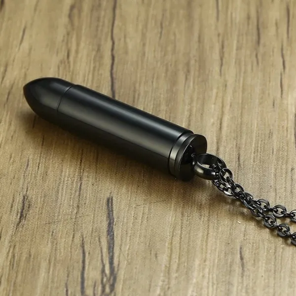 Classy Men Black Pistol Bullet Pendant Necklace