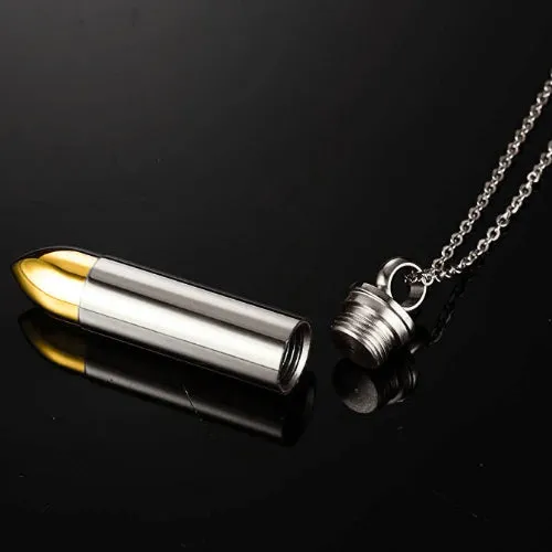 Classy Men Silver Gold Pistol Bullet Pendant Necklace