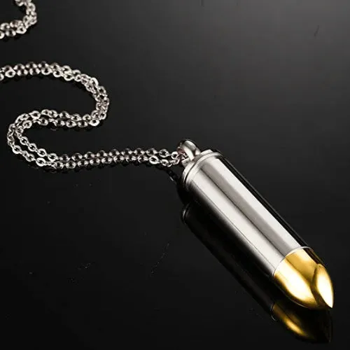 Classy Men Silver Gold Pistol Bullet Pendant Necklace