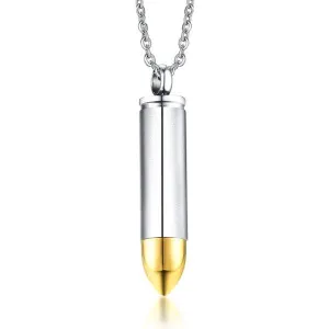 Classy Men Silver Gold Pistol Bullet Pendant Necklace