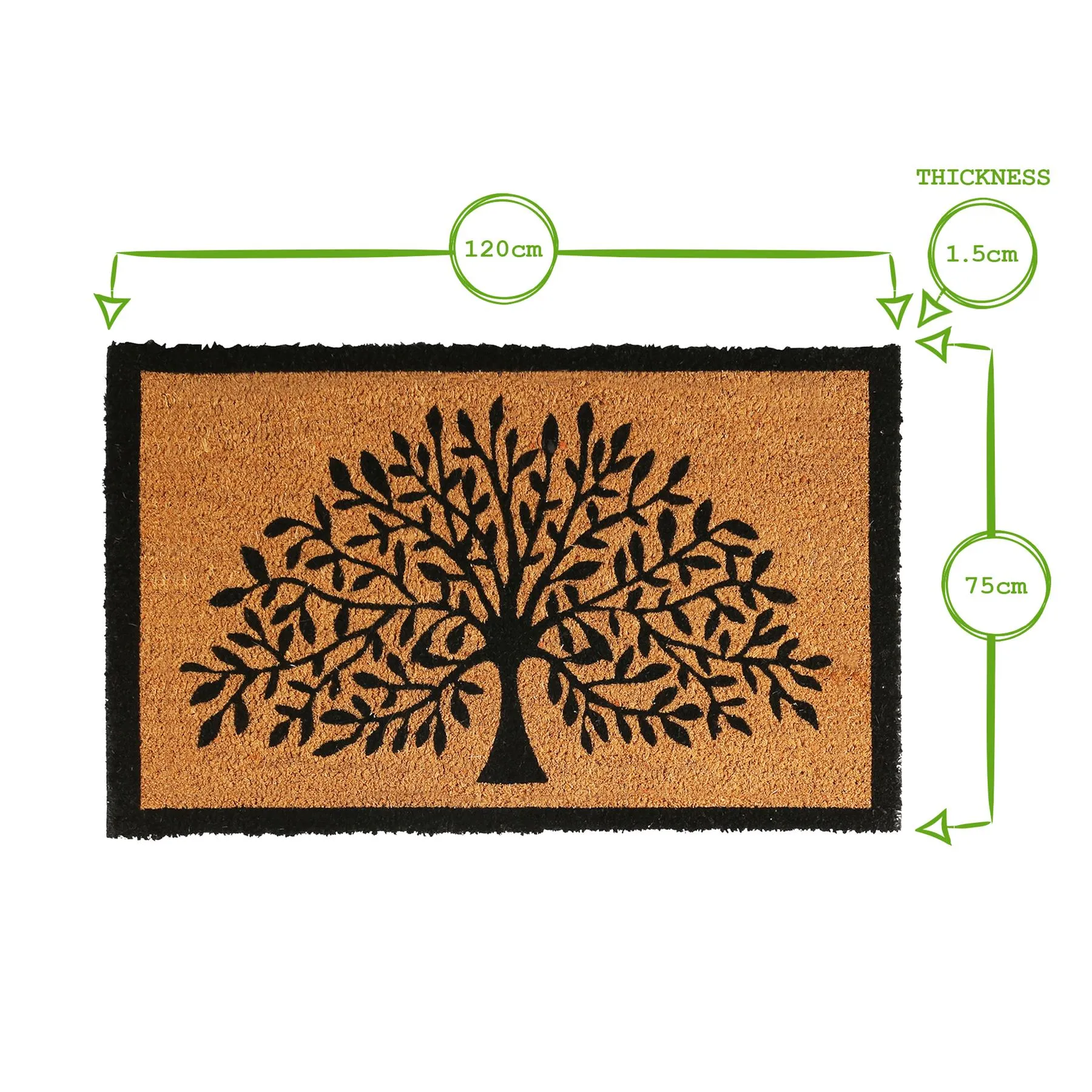 Coir Door Mat - 120cm x 75cm - Tree of Life - By Nicola Spring