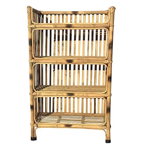 CRAFTCANE Bamboo Cane Shoe Rack,Books Rack, Mutipurpose Rack,Kitchen Rack (4shelf)