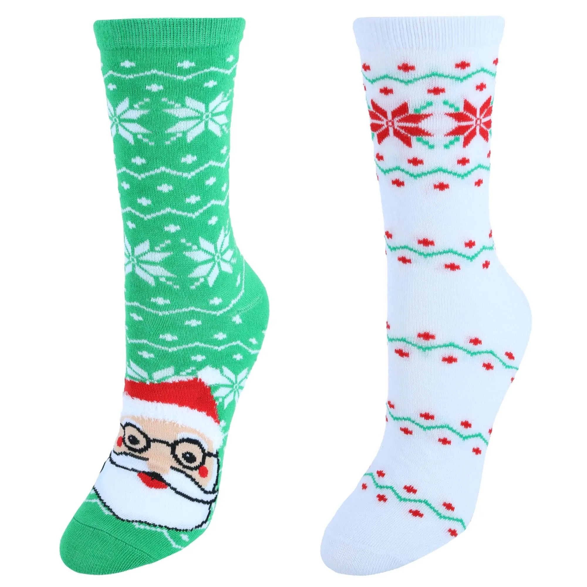 CTM® Women's 2 Pack Butter and Flat Knit Holiday Sock Combo Set