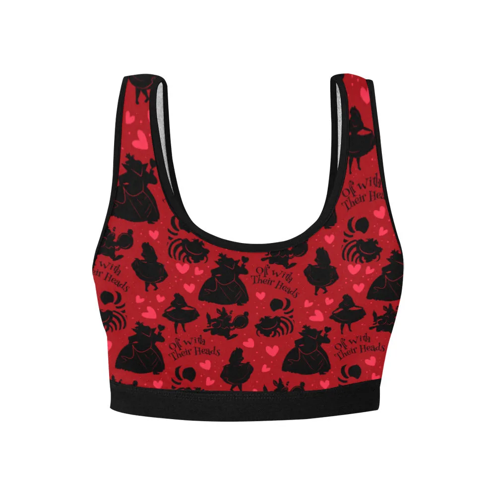 Disney Alice In Wonderland Queen Of Hearts Off With Their Heads Women's Athletic Sports Bra