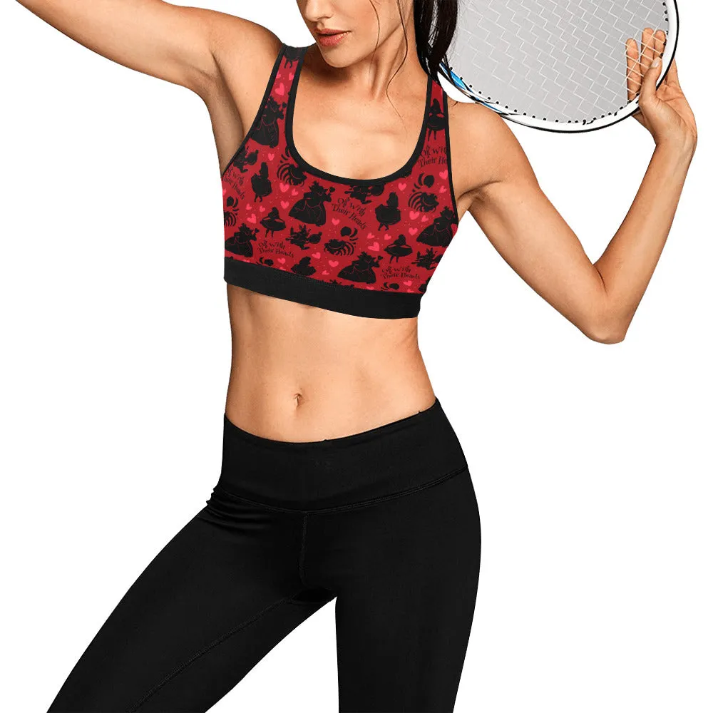 Disney Alice In Wonderland Queen Of Hearts Off With Their Heads Women's Athletic Sports Bra