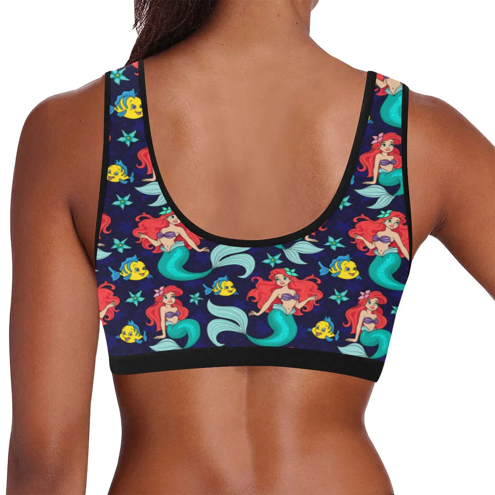 Disney Little Mermaid I Want To Be Where The People Are Women's Sports Bra