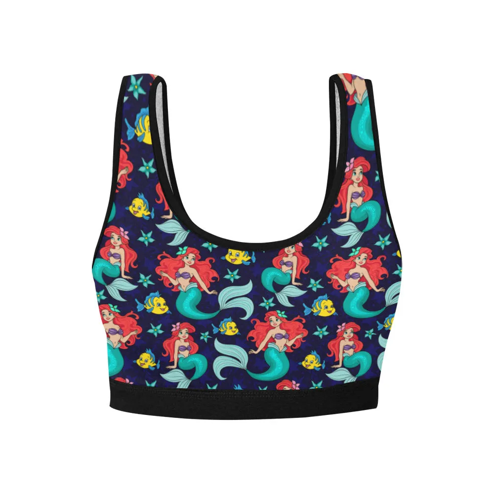 Disney Little Mermaid I Want To Be Where The People Are Women's Sports Bra