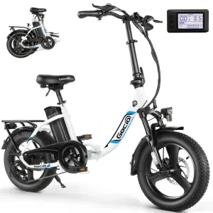 Electric Bike 3.0 Fat Tire Foldable Ebike, 374.4Wh Battery, 48V 350W Electric Commuter City Bicycle Low-Step E Bike with LCD, 16" One-Piece Tire Folding Electric Bike for Women Men Adults UL2849