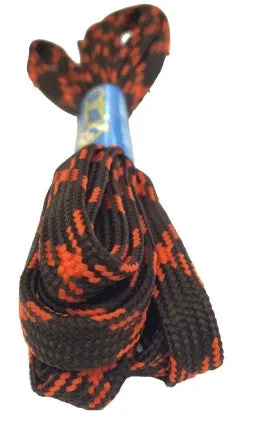 Flat Brown and Orange Bootlaces - 10mm wide