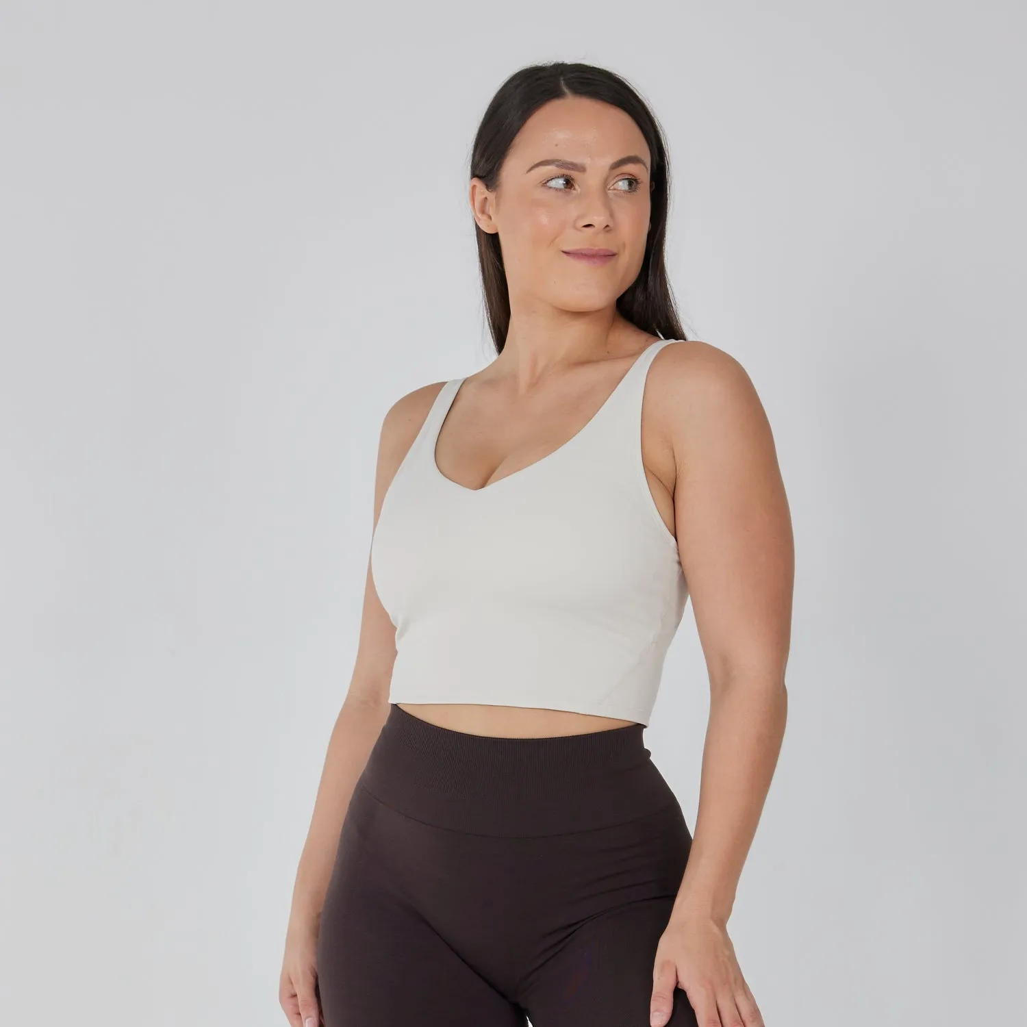 Flexi Bra Top in Oat Milk - Cropped