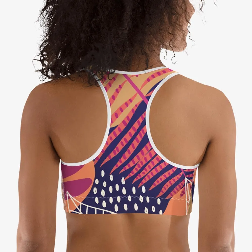 Floral Sports Bra "Tropics" Burgundy/Purple