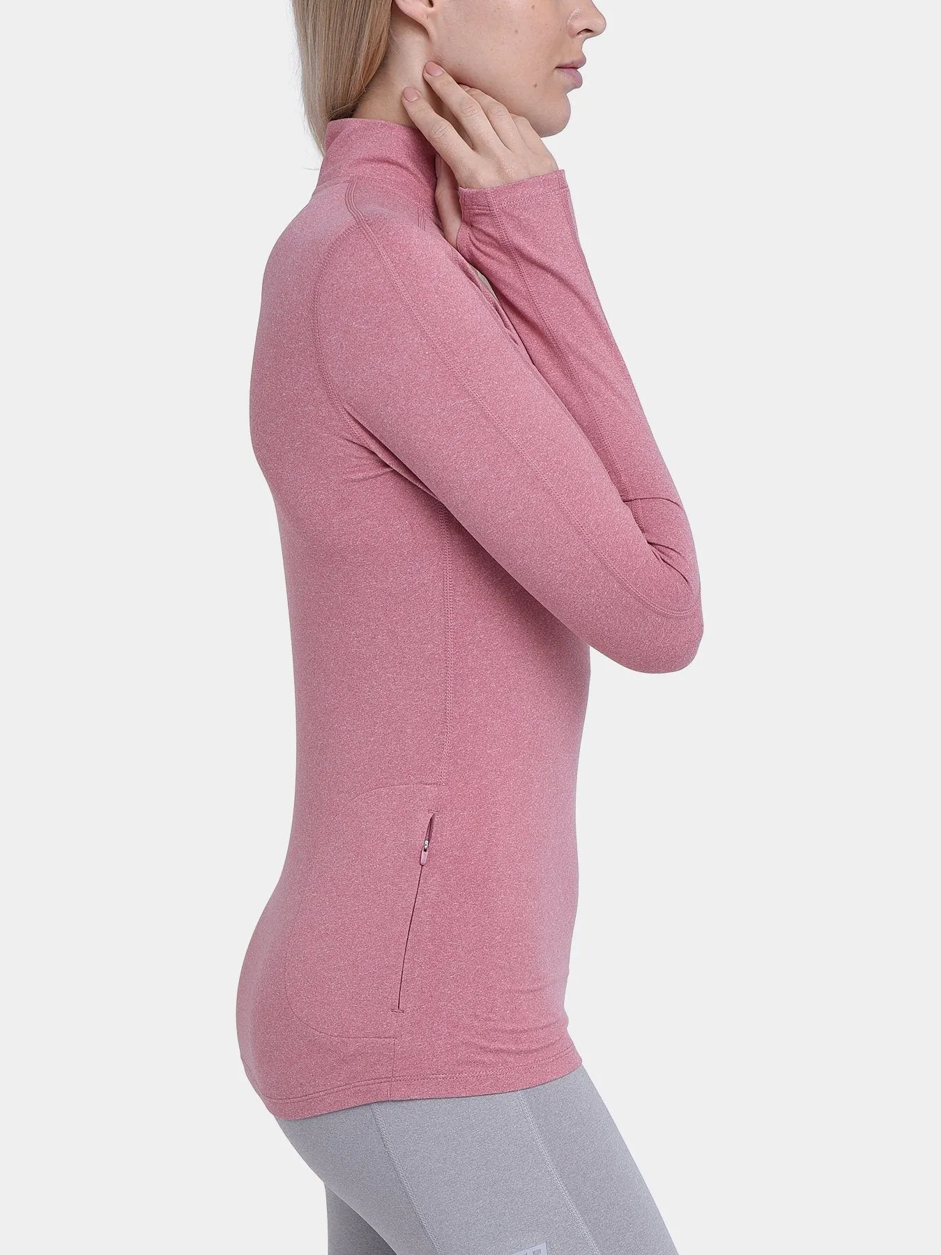 Fusion Half Zip Running Top For Women With Thumbholes & Back Zip Pocket