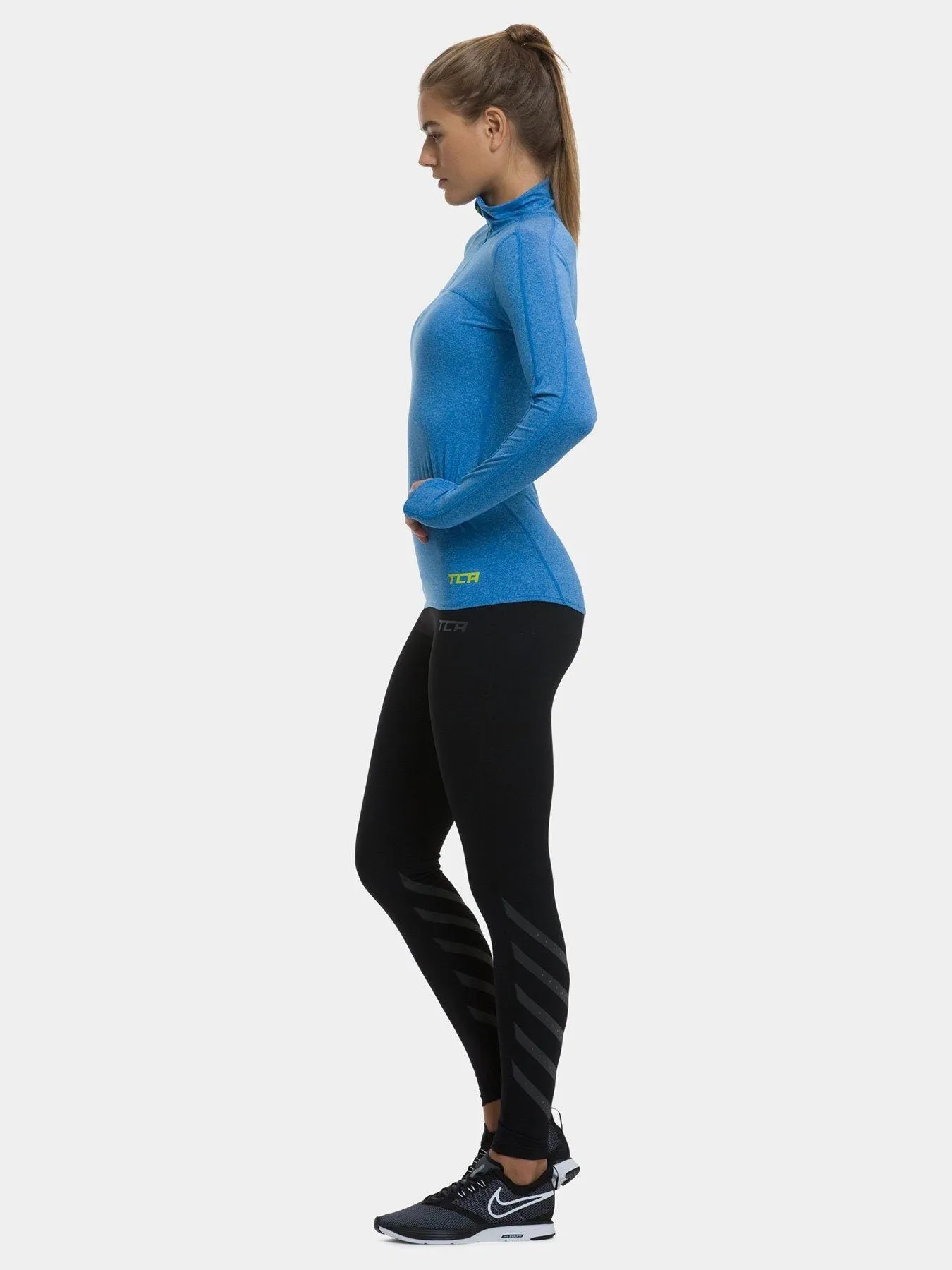 Fusion Half Zip Running Top For Women With Thumbholes & Back Zip Pocket