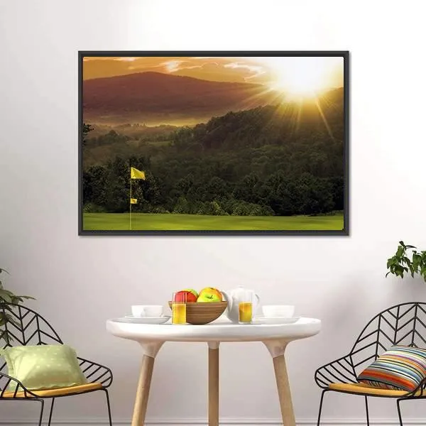 Golf Course Sunset Canvas Wall Art