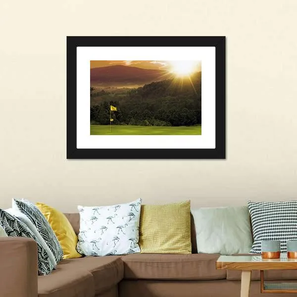 Golf Course Sunset Canvas Wall Art