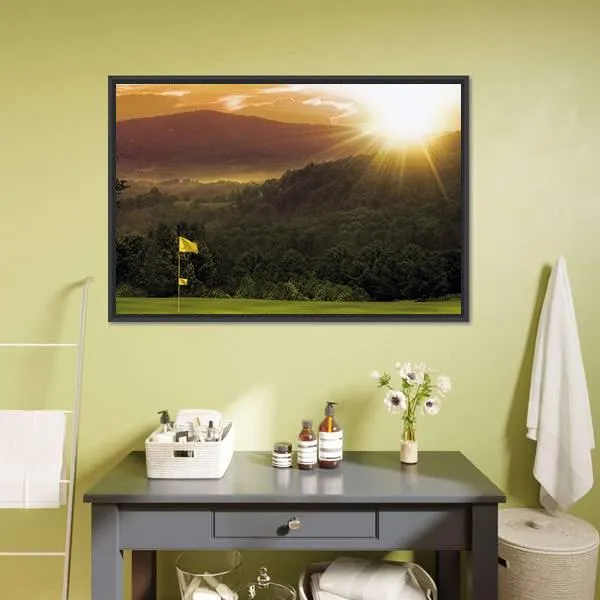 Golf Course Sunset Canvas Wall Art